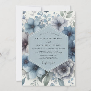 Dusty Blue Floral Enchantment Wedding Invitation