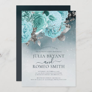 Dusty Blue Floral Engagement Party Invitation