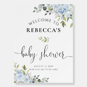 Dusty Blue Floral Eucalyptus Baby Shower Foam Board