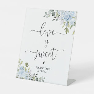 Dusty Blue Floral Eucalyptus Love Is Sweet Sign