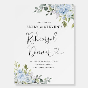 Dusty Blue Floral Eucalyptus Rehearsal Dinner Foam Board
