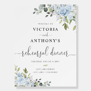 Dusty Blue Floral Eucalyptus Rehearsal Dinner Foam Board