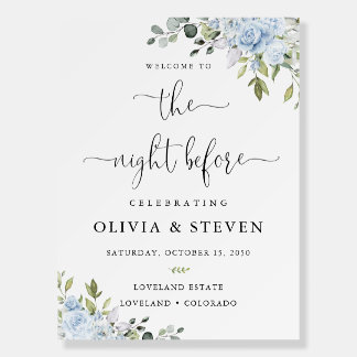 Dusty Blue Floral Eucalyptus The Night Before  Foam Board