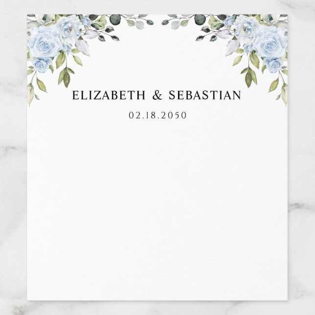 Dusty Blue Floral Eucalyptus Wedding Envelope Liner (Design)