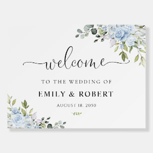Dusty Blue Floral Eucalyptus Wedding Foam Board