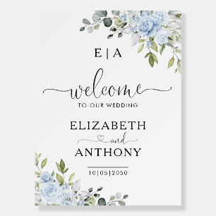 Dusty Blue Floral Eucalyptus Wedding Foam Board