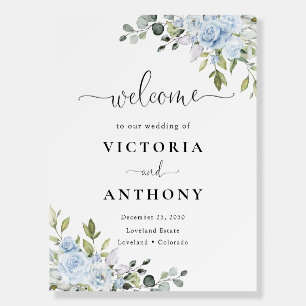 Dusty Blue Floral Eucalyptus Wedding Foam Board