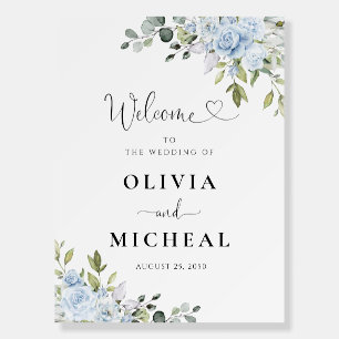 Dusty Blue Floral Eucalyptus Wedding Foam Board