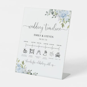 Dusty Blue Floral Eucalyptus Wedding Timeline Sign