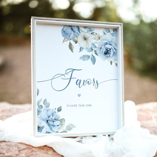 Dusty blue floral favors please take one Bridal Poster