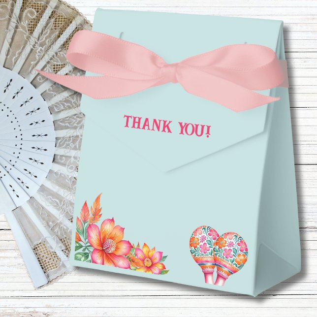 Dusty Blue Floral Fiesta Mexican Baby Shower Favor Boxes (Creator Uploaded)