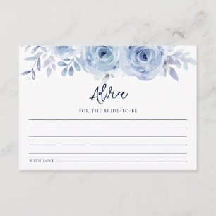Dusty Blue Floral Flower Bridal Shower Advice Card