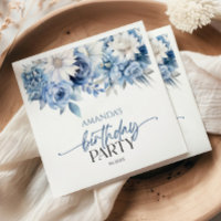 Dusty Blue Floral Flowers Birthday Party