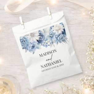 Dusty Blue Floral Flowers Garden Wedding Favor Bag