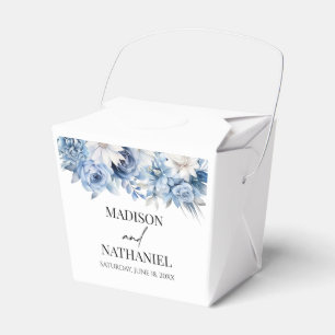 Dusty Blue Floral Flowers Garden Wedding Favor Boxes