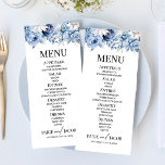 Dusty Blue Floral Flowers Garden Wedding Menu<br><div class="desc">This is a Dusty Blue Flower Floral Garden Wedding menu.</div>