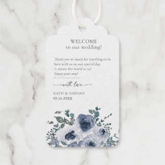 Dusty Blue Floral Foil Gift Tags