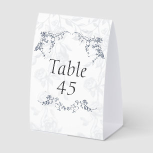 Dusty Blue Floral Folded Wedding Table Number Sign