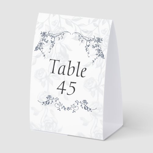 Dusty Blue Floral Folded Wedding Table Number Sign