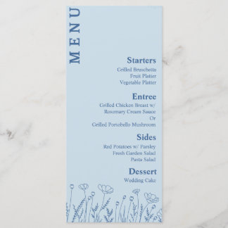 Dusty Blue Floral Food and Drinks Menu