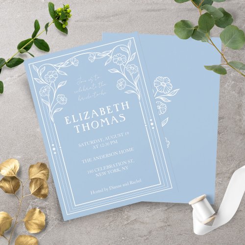 Dusty Blue Floral Fusion Bridal Shower Invitation