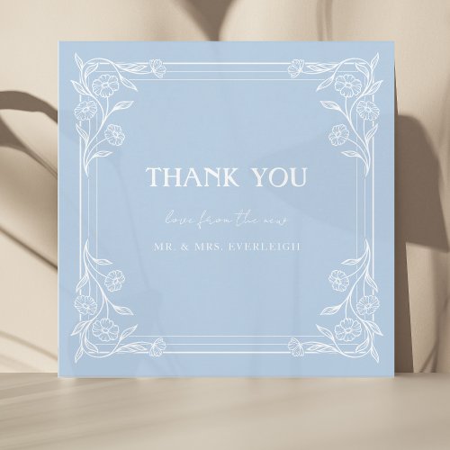 Dusty Blue Floral Fusion Thank You Card