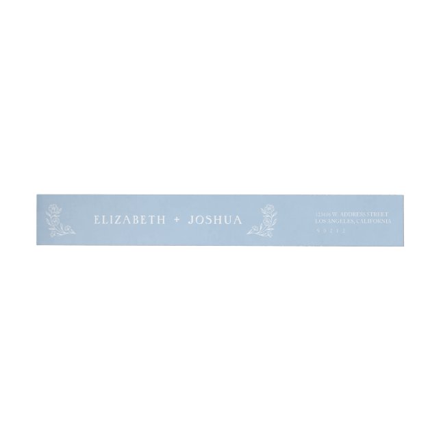 Dusty Blue Floral Fusion Wraparound Address Label (Individual)