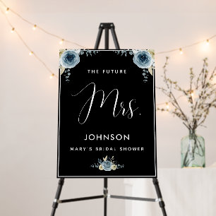 Dusty Blue Floral Future Mrs Bridal Shower Elegant Foam Board