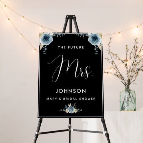 Dusty Blue Floral Future Mrs Bridal Shower Elegant Foam Board