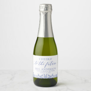 Dusty Blue Floral Future Mrs. Bridal Shower Sparkling Wine Label