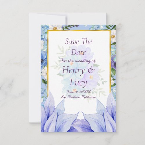 Dusty Blue Floral Garden Save the Date