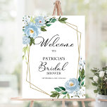 Dusty Blue Floral Geometric Bridal Shower Welcome Foam Board<br><div class="desc">Beautiful greenery eucalyptus dusty blue floral geometric bridal shower welcome sign. Easy to personalize with your details. Please get in touch with me via chat if you have questions about the artwork or need customization. PLEASE NOTE: For assistance on orders, shipping, product information, etc., contact Zazzle Customer Care directly https://help.zazzle.com/hc/en-us/articles/221463567-How-Do-I-Contact-Zazzle-Customer-Support-....</div>