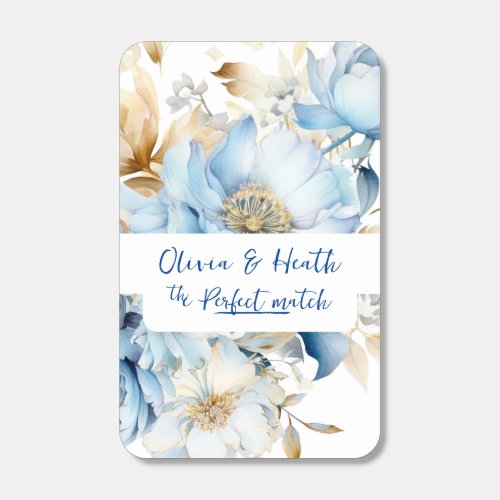 Dusty Blue Floral Gold Matchboxes