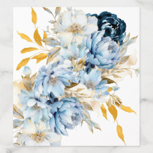 Dusty Blue Floral Gold Watercolor Floral Envelope Liner