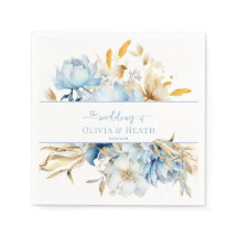 Dusty Blue Floral Gold Wedding