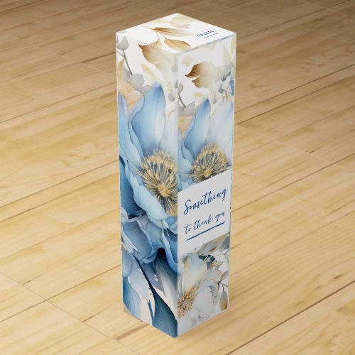 Dusty Blue Floral Gold Wine Box