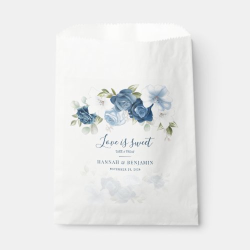 Dusty Blue Floral Greenery Botanical Wedding Favor Bag