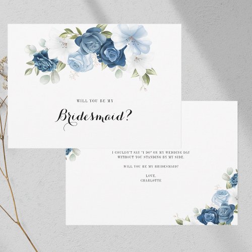 Dusty Blue Floral Greenery Bridesmaid Proposal