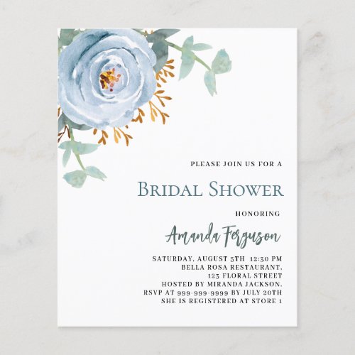 Dusty blue floral greenery budget Bridal Shower