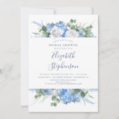 Dusty Blue Floral Greenery Modern Bridal Shower Invitation (Front)
