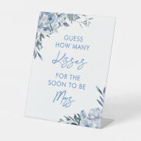 Dusty Blue Floral Guess How Many Kisses Game