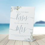 Dusty blue floral guess how many kisses game sign<br><div class="desc">Entertain your guests with this fun guess how many kisses for the soon to be Mrs bridal shower game, features romantic watercolor floral in dusty blue and sage green, and stylish modern script, simple and elegant, great for modern boho bridal shower, botanical garden wedding parties. See all the bridal shower...</div>