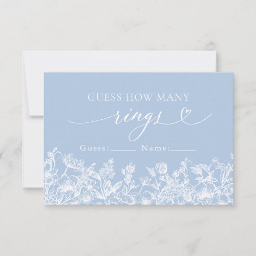 Dusty Blue Floral Guess How Many Rings Game Invitation