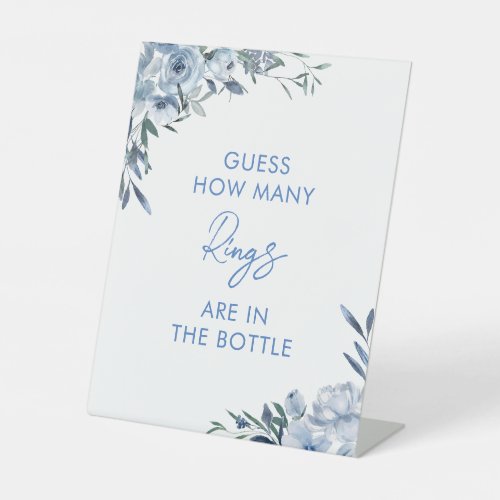 Dusty Blue Floral Guess How Many Rings Game Sign