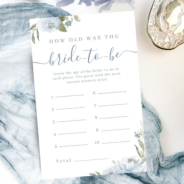Dusty blue floral how old was the bride game (Dusty blue floral how old was the bride game)