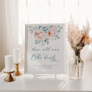 Dusty blue floral How old was the bride to be Poster