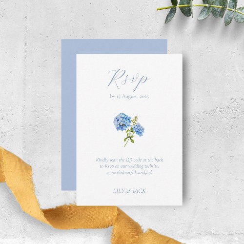 Dusty Blue Floral Hydrangea Wedding RSVP  Enclosure Card