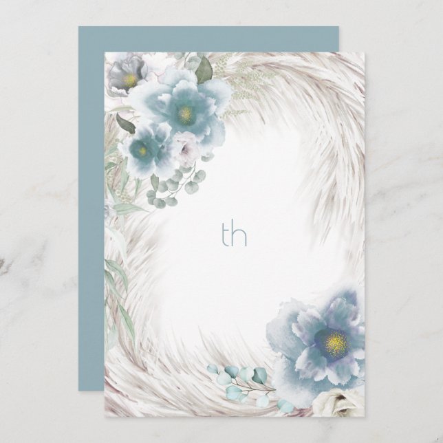 Dusty BLue Floral  Invitation (Front/Back)