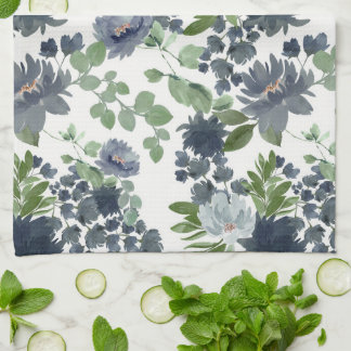 Dusty blue floral Kitchen Towel