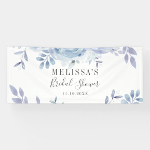 Dusty Blue Floral Lilac Bridal Shower Banner